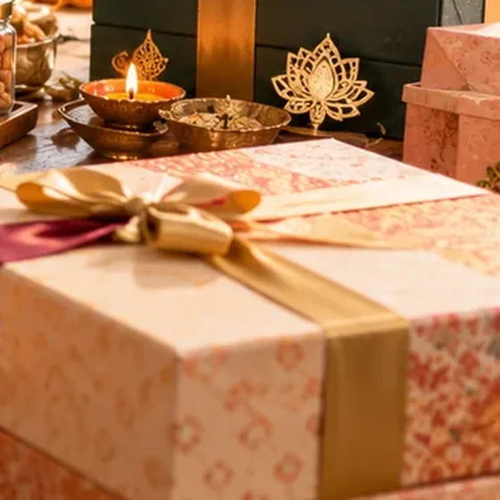 Festive Gift Box with Satin Ribbon