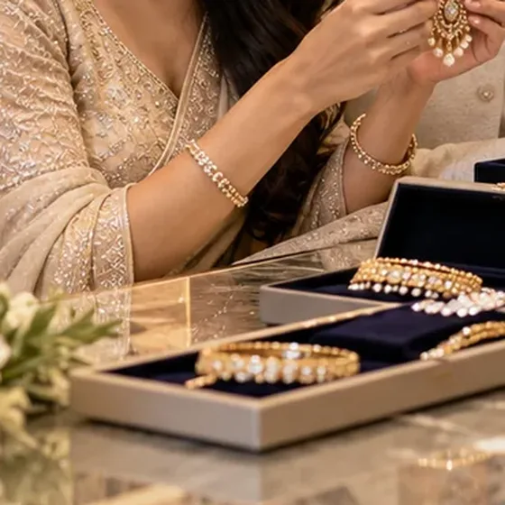 Velvet Jewellery Box with Bangle Pair